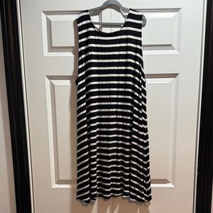 Black and White Striped Old Navy Sleeveless Swing Dress XXL